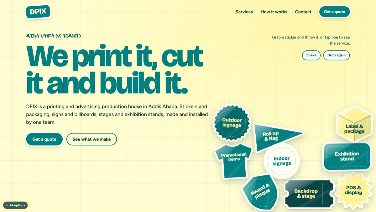 Option 4 preview: die-cut service stickers piled up